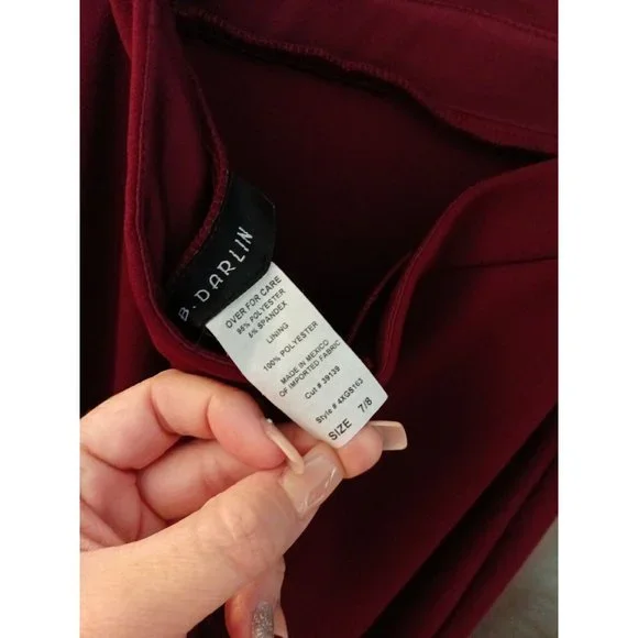 Nwt Women's B. Darlin Mermaid Maxi Formal Elegant Maroon Dress W/Slit Size 7/8 - Picture 11 of 11